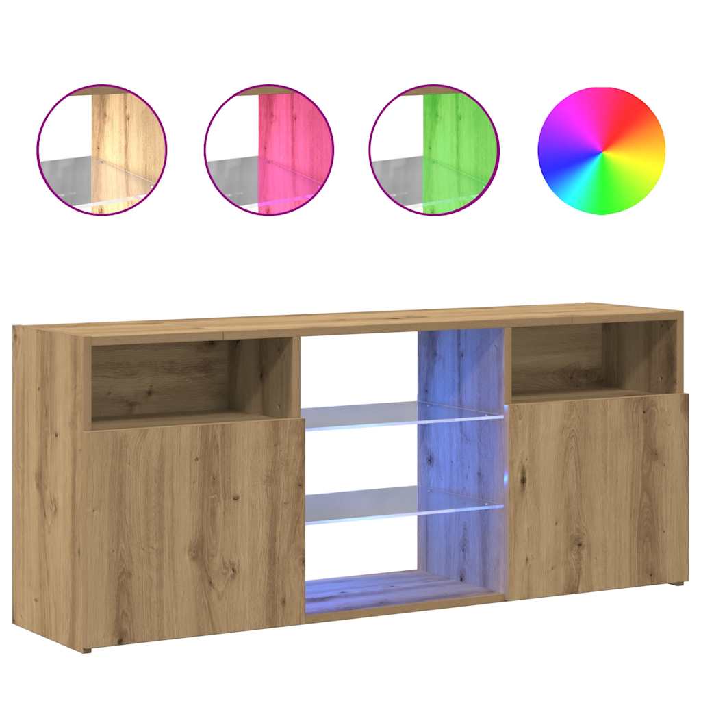 Thumbnail - vidaXL TV-Schrank mit LED-Leuchten Artisan-Eiche 120x30x50 cm