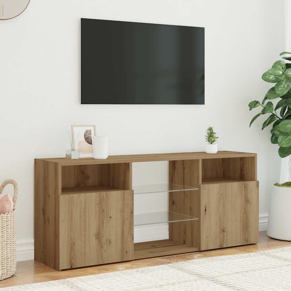 vidaXL Tv-meubel met LED 120x30x50 cm bewerkt hout artisanaal eiken