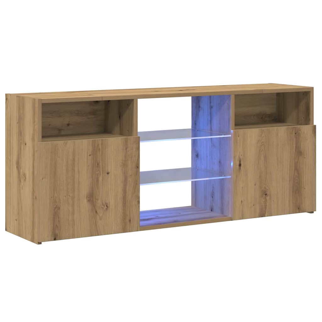 vidaXL Tv-meubel met LED 120x30x50 cm bewerkt hout artisanaal eiken afbeelding
