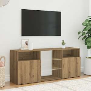 TV stolek s LED dub artisan 120 x 30 x 50 cm kompozitní dřevo - obrázek 4