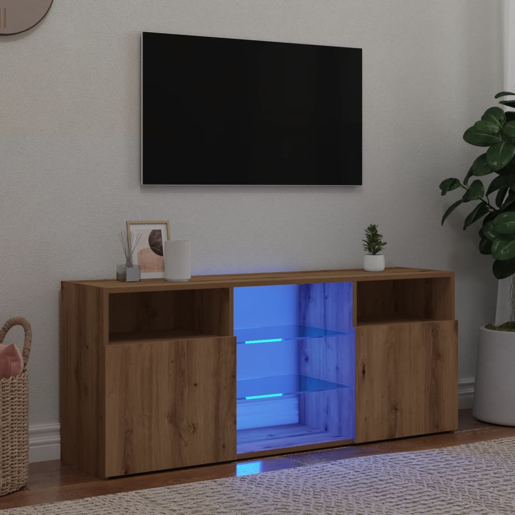 vidaXL TV-Schrank mit LED-Leuchten Artisan-Eiche 120x30x50 cm