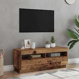 TV stolek s LED old wood 100 x 35 x 40 cm kompozitní dřevo - obrázek 1