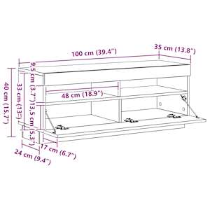 TV skříňka s LED dub artisan 100 x 35 x 40 cm kompozitní dřevo - obrázek 13