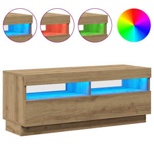 TV skříňka s LED dub artisan 100 x 35 x 40 cm kompozitní dřevo - obrázek 3