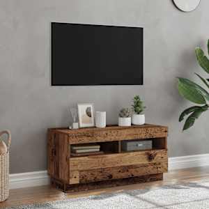 TV stolek s LED old wood 80 x 35 x 40 cm kompozitní dřevo - obrázek 1