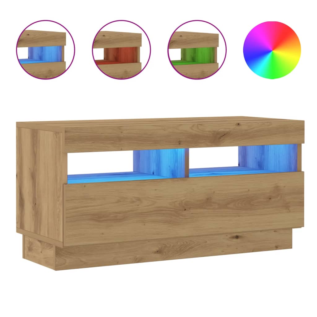 Thumbnail - vidaXL TV-Schrank mit LED-Leuchten Artisan-Eiche 80x35x40 cm