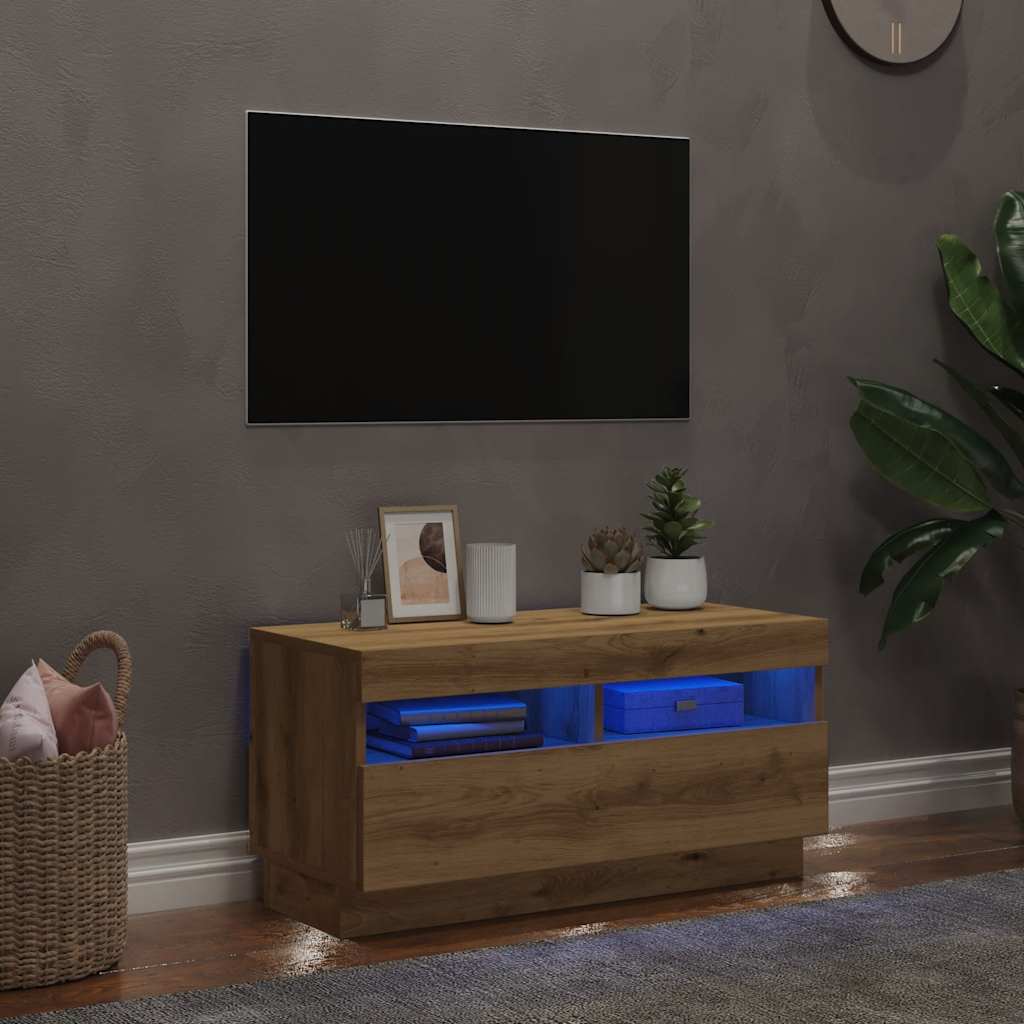 Thumbnail - vidaXL TV-Schrank mit LED-Leuchten Artisan-Eiche 80x35x40 cm