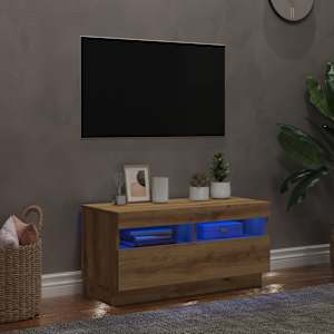 TV skříňka s LED dub artisan 80 x 35 x 40 cm kompozitní dřevo - obrázek 3