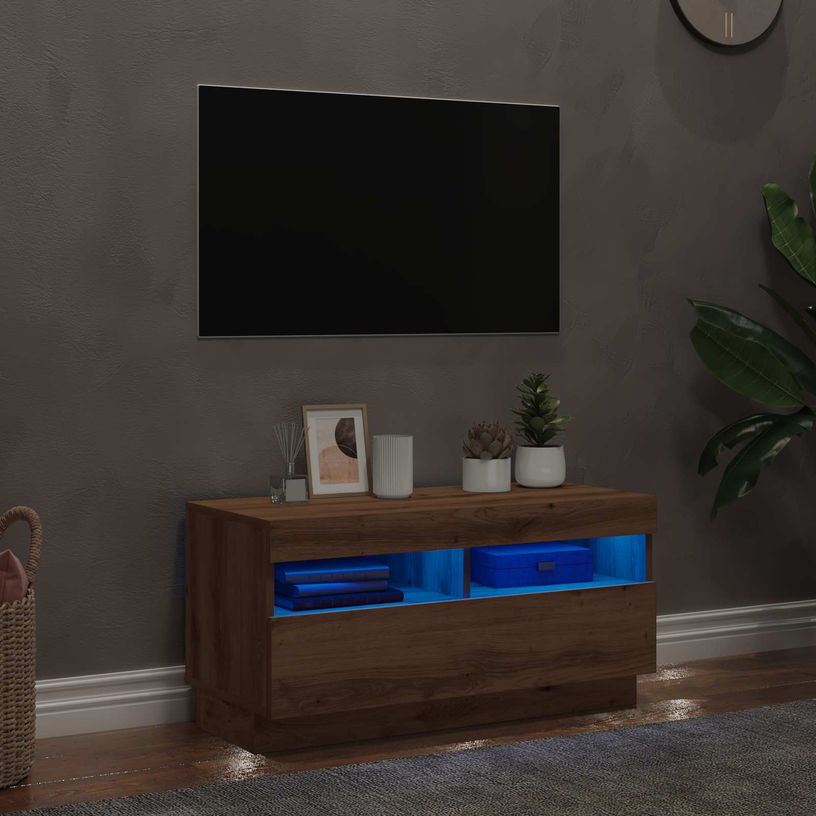 vidaXL Tv-meubel met LED 80x35x40 cm bewerkt hout artisanaal eiken
