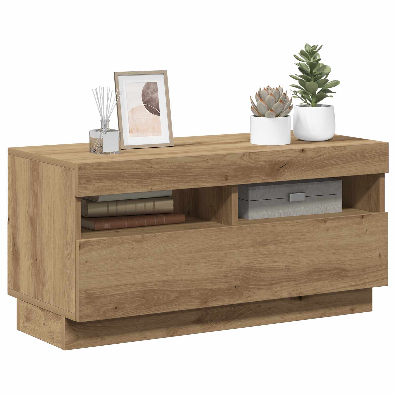 vidaXL Tv-meubel met LED 80x35x40 cm bewerkt hout artisanaal eiken
