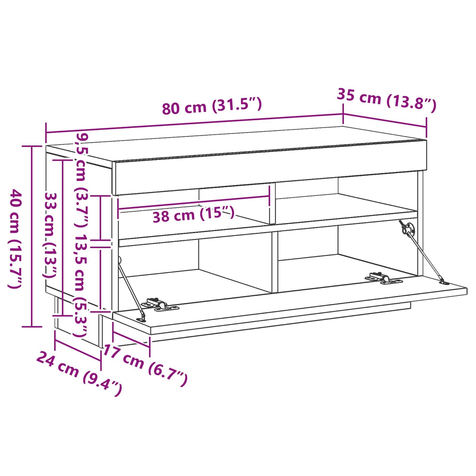 vidaXL TV-Schrank mit LED-Leuchten Artisan-Eiche 80x35x40 cm – Bild 15
