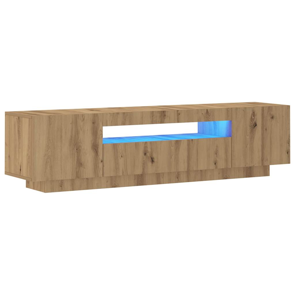 vidaXL Dulap TV cu LED stejar artizanal 160x35x40 cm lemn prelucrat