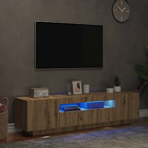 TV stolek s LED dub artisan 160 x 35 x 40 cm kompozitní dřevo - obrázek 5