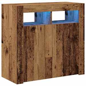 Příborník s LED old wood 80 x 35 x 75 cm kompozitní dřevo - obrázek 2