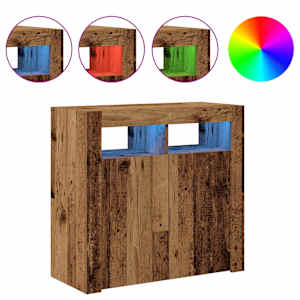 Příborník s LED old wood 80 x 35 x 75 cm kompozitní dřevo - obrázek 4