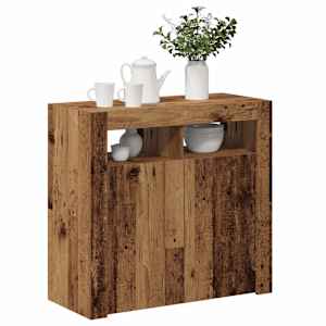 Příborník s LED old wood 80 x 35 x 75 cm kompozitní dřevo - obrázek 5