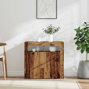 Příborník s LED old wood 80 x 35 x 75 cm kompozitní dřevo - obrázek 1