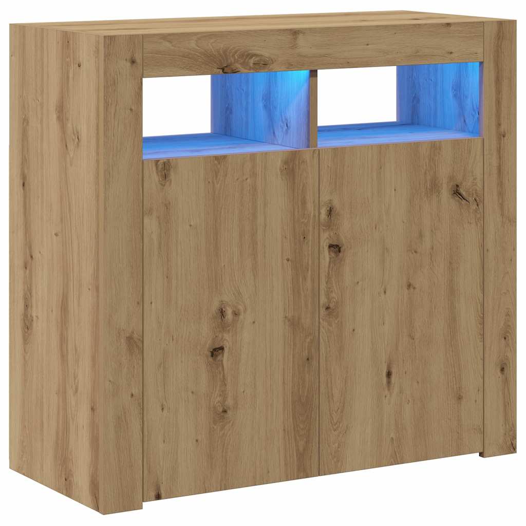 Thumbnail - vidaXL Sideboard mit LED-Leuchten Artisan-Eiche 80x35x75 cm