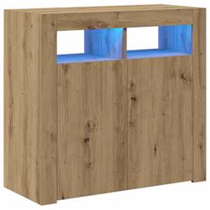 Příborník s LED dub artisan 80 x 35 x 75 cm kompozitní dřevo - obrázek 2