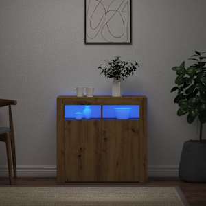 Příborník s LED dub artisan 80 x 35 x 75 cm kompozitní dřevo - obrázek 3