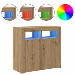 Příborník s LED dub artisan 80 x 35 x 75 cm kompozitní dřevo - obrázek 4