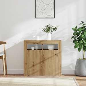 Příborník s LED dub artisan 80 x 35 x 75 cm kompozitní dřevo - obrázek 1