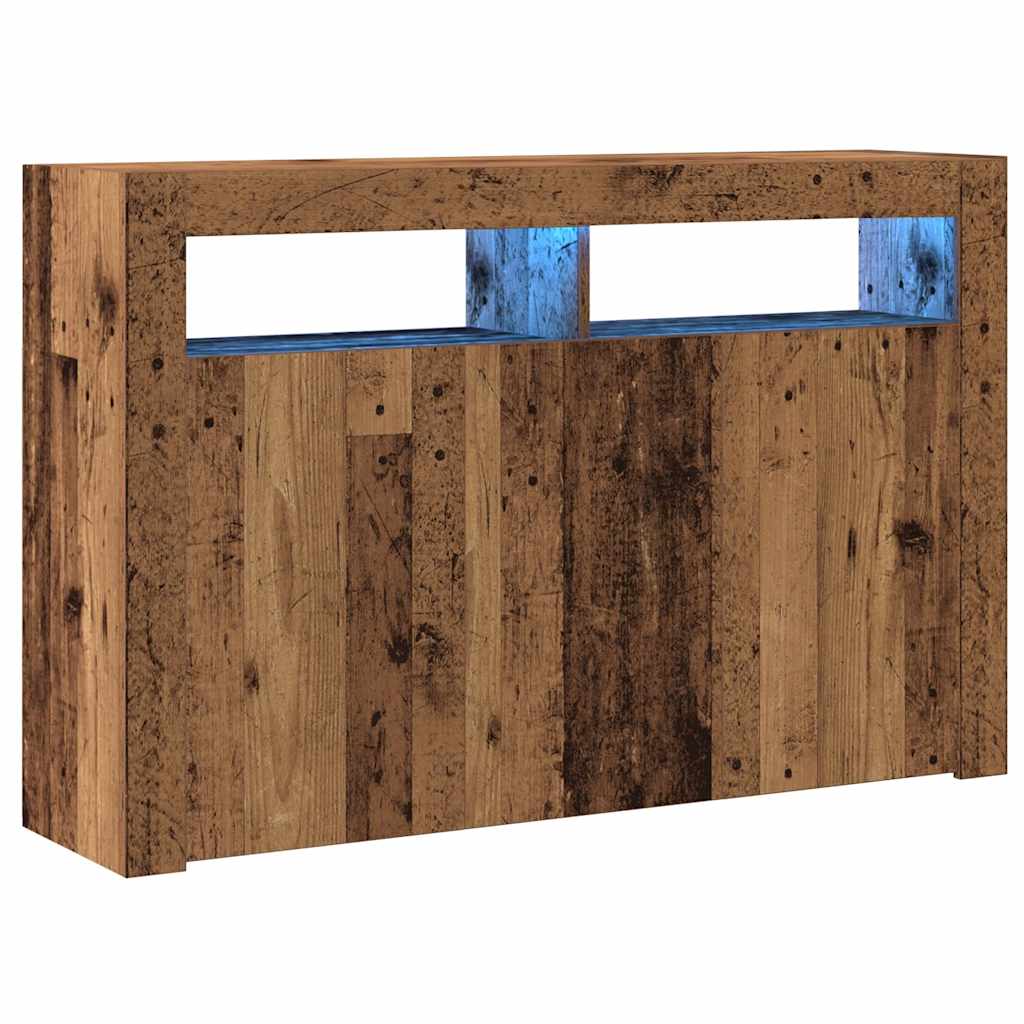 vidaXL Dressoir met LED 115,5x30x75 cm bewerkt hout oud hout afbeelding