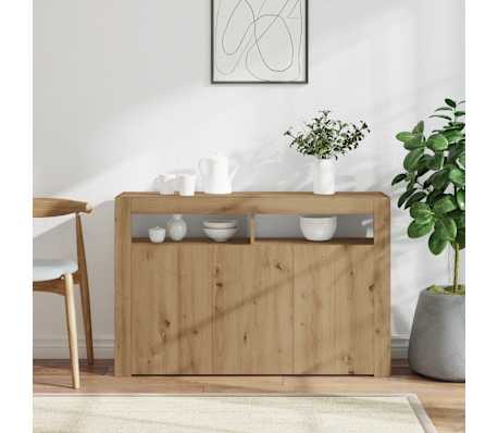 vidaXL Sideboard with LED Lights Artisan Oak 115.5x30x75 cm Engineered Wood