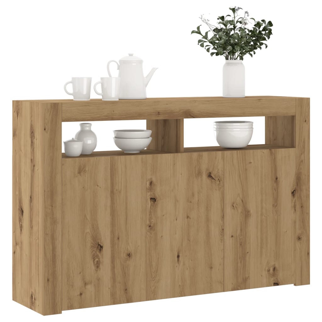 Sideboard mit LED-Leuchten Artisan-Eiche 115,5x30x75 cm