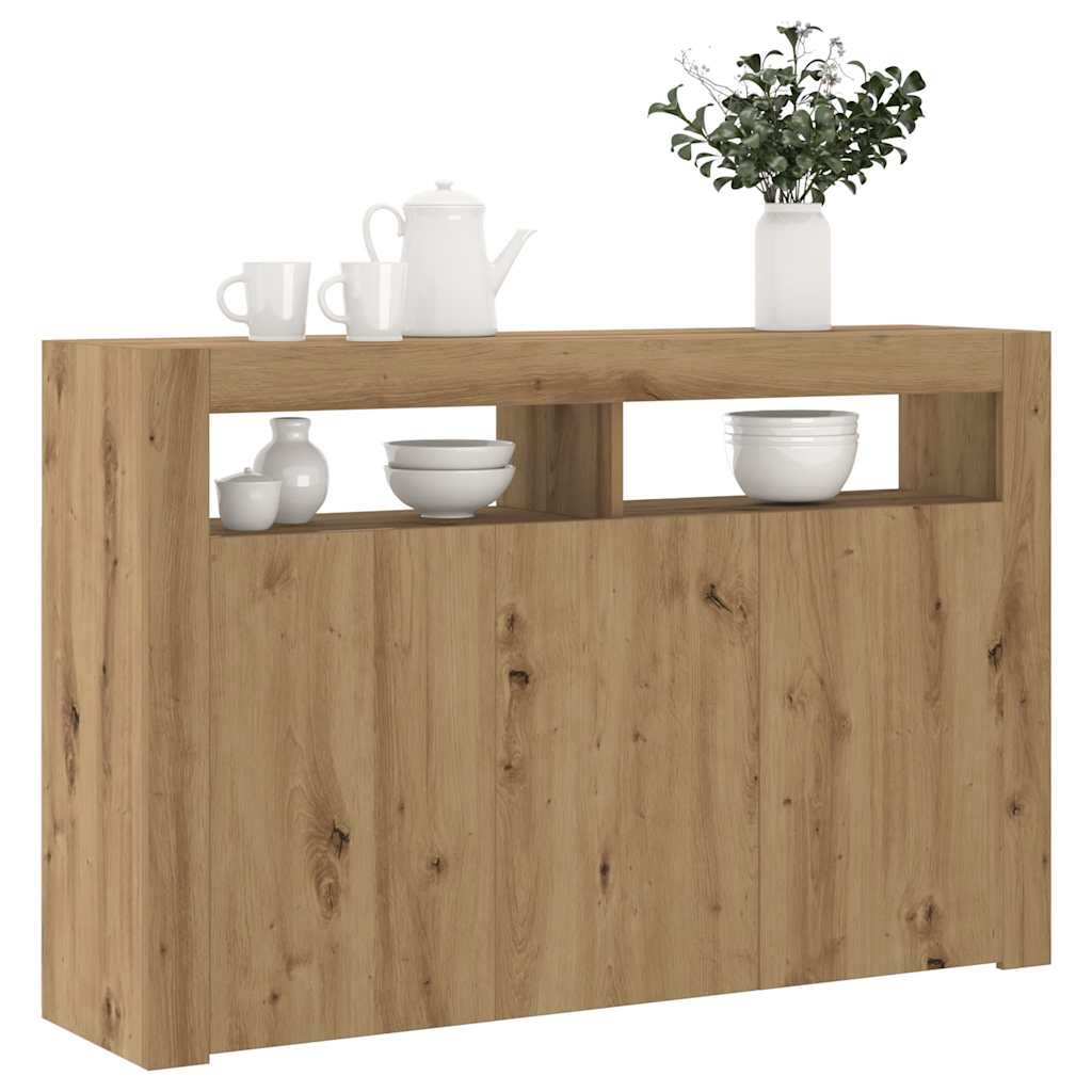 vidaXL Sideboard mit LED-Leuchten Artisan-Eiche 115,5x30x75 cm