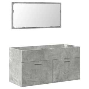 vidaXL vannitoakapp peegliga, betoonhall, tehispuit