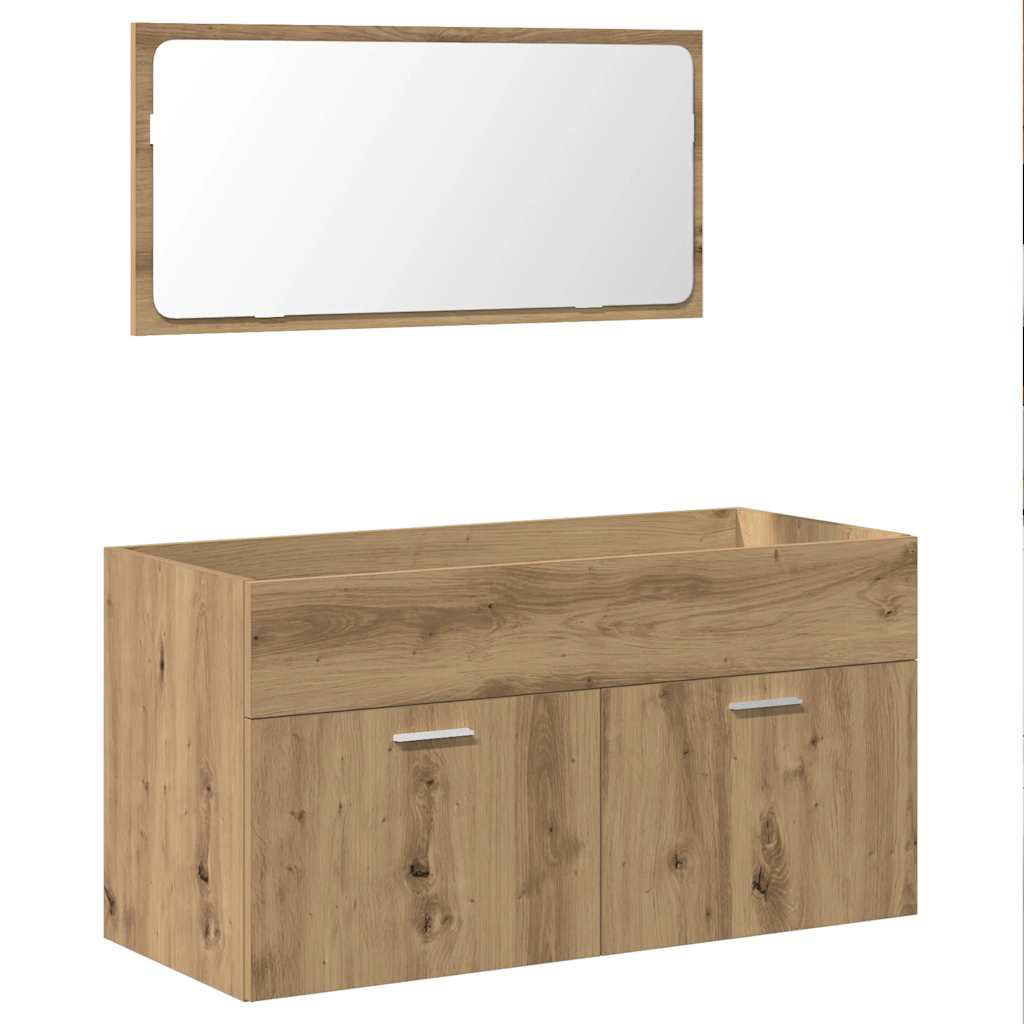 E-shop vidaXL Kúpeľňová skrinka so zrkadlom Artisan z dubového dreva