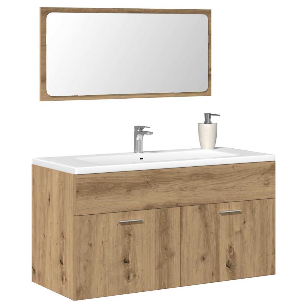 vidaXL Badschrank mit Spiegel Artisan-Eiche Holzwerkstoff