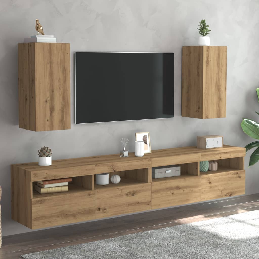 vidaXL Tv-meubelen 2 st 30,5x30x60 cm bewerkt hout artisanaal eiken