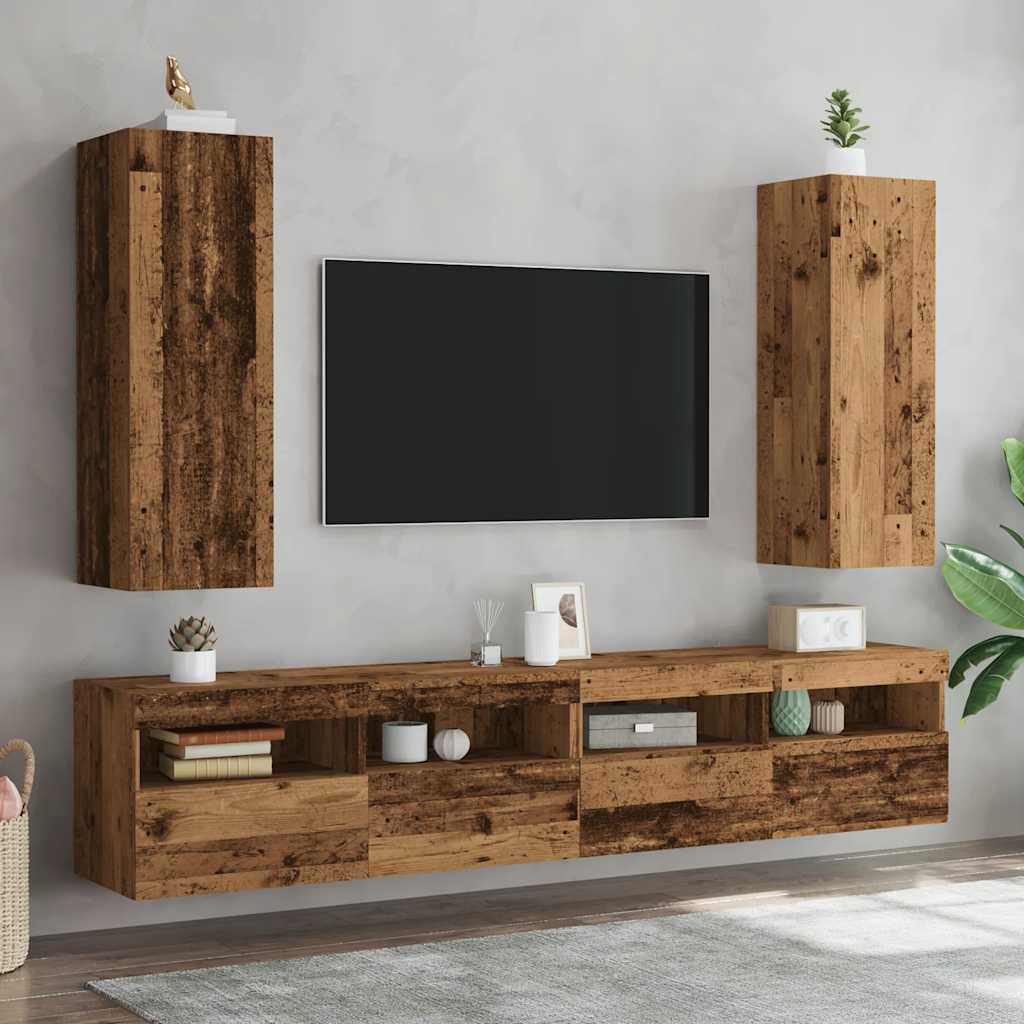 vidaXL Tv-meubelen 2 st 30,5x30x90 cm bewerkt hout oud houtkleurig afbeelding