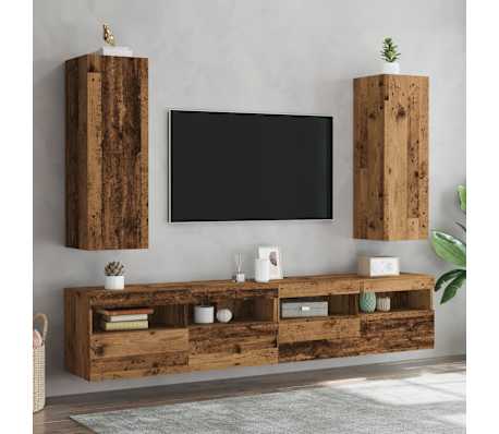 vidaXL 2-dijelni TV ormarić staro drvo 30,5x30x90 cm konstruirano drvo