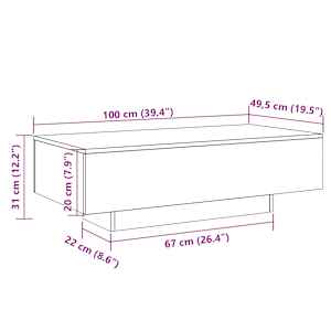 Konferenční stolek old wood 100 x 49,5 x 31 cm kompozitní dřevo - obrázek 10