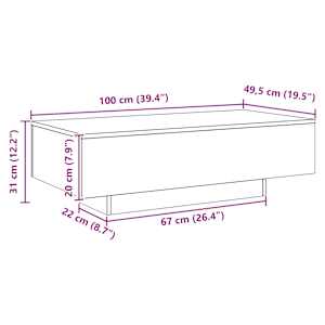 Konferenční stolek dub artisan 100x49,5x31 cm kompozitní dřevo - obrázek 9