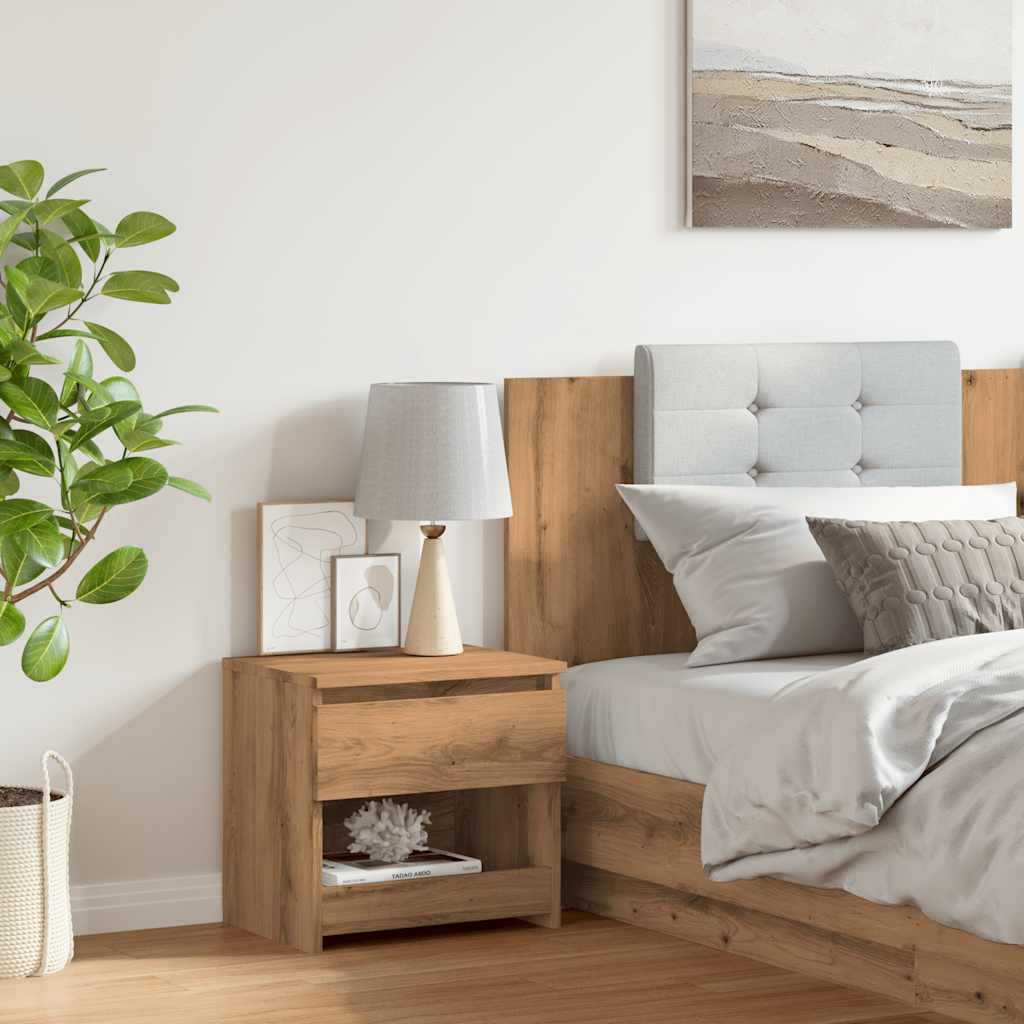 vidaXL Nachtkastje 40x30x39 cm bewerkt hout artisanaal eikenkleur afbeelding