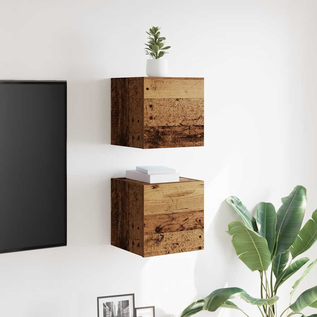 vidaXL Tv-wandmeubelen 2 st 30,5x30x30 cm oud houtkleurig afbeelding