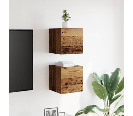 vidaXL Meuble TV mural 2 pcs vieux bois 30,5x30x30 cm