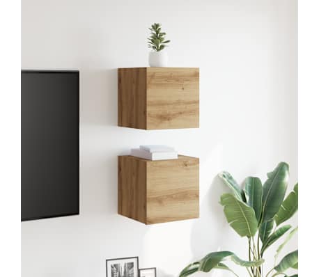 vidaXL Комплект от 2 части за стенен монтаж на телевизор Artisan Oak