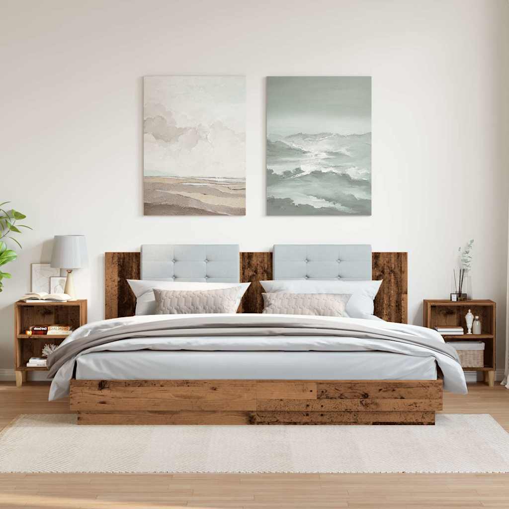 vidaXL Nachtkastjes 2 st 40x30x50 cm bewerkt hout oud houtkleurig afbeelding
