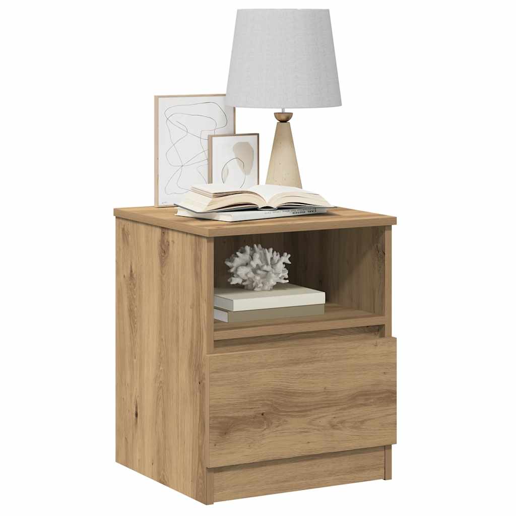 vidaXL Nachtkastjes 2 st 40x40x50 cm bewerkt hout artisanaal eiken afbeelding