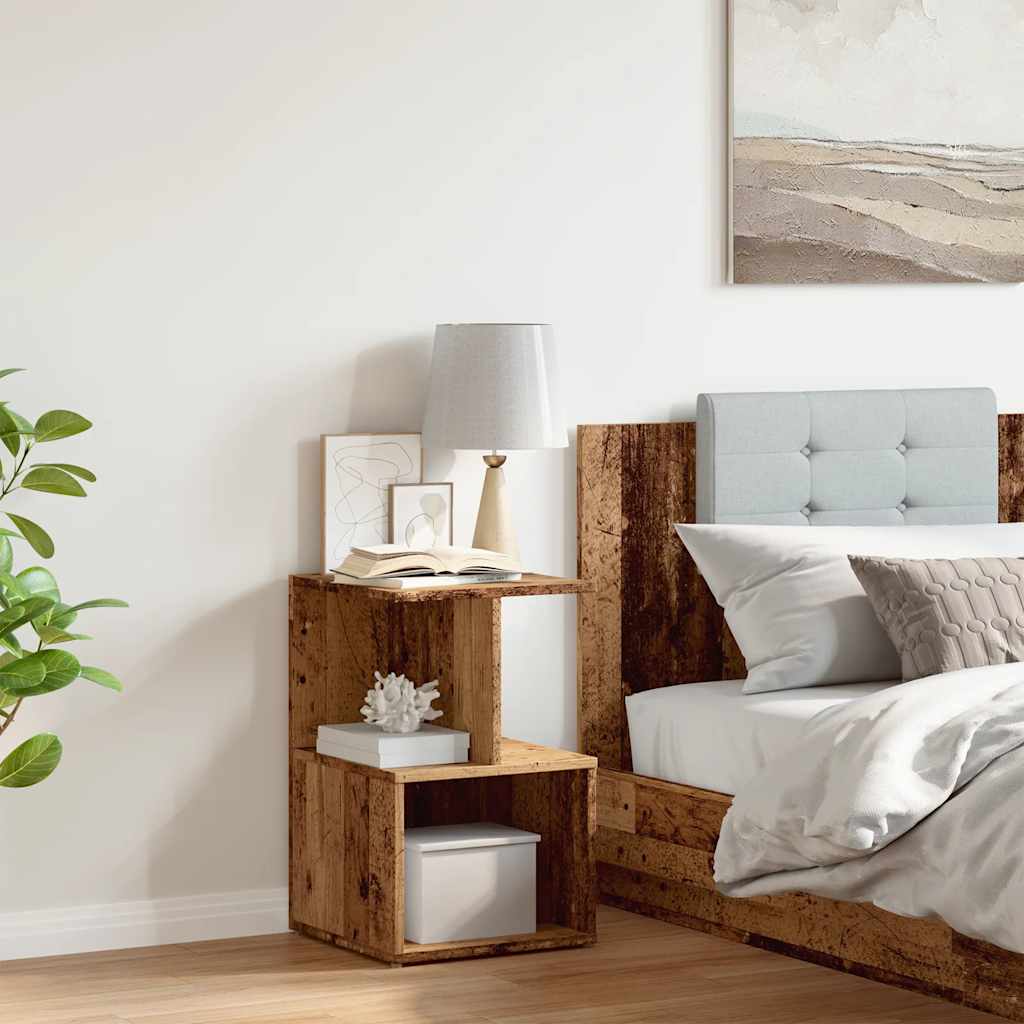 vidaXL Nachtkastje 35x35x55 cm bewerkt hout oud houtkleurig afbeelding
