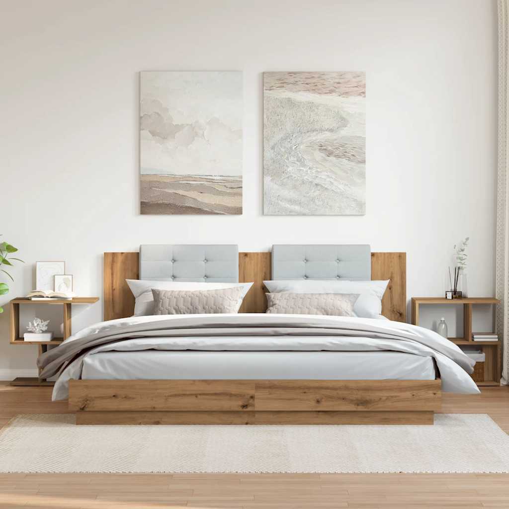 vidaXL 2 db kézműves tölgyszínű szerelt fa éjjeliszekrény 50x30x51,5cm