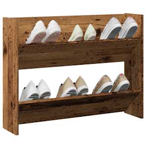 Nástěnný botník old wood 80 x 18 x 60 cm kompozitní dřevo - obrázek 1