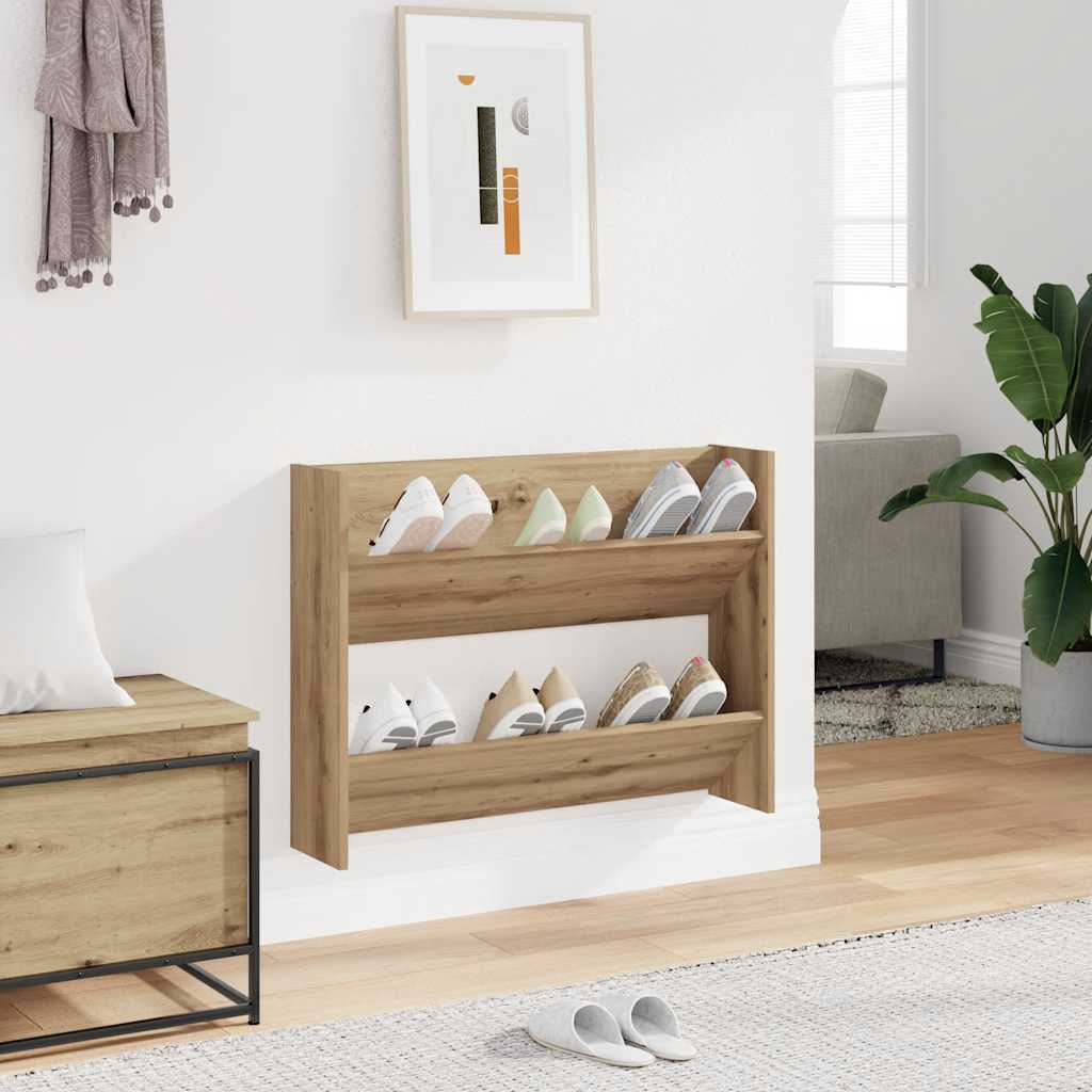 vidaXL Pantofar perete, stejar artizanal, 80x18x60 cm, lemn prelucrat