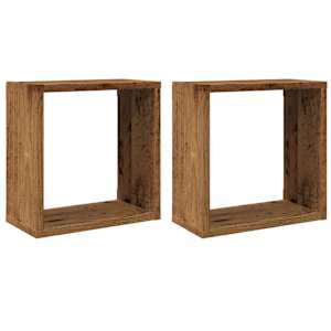 Nástěnné police kostky 2 ks old wood 30 x 15 x 30 cm kompozit - obrázek 2