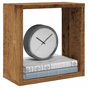 Stenske kockaste police 4 kosi starinski les 30x15x30 cm